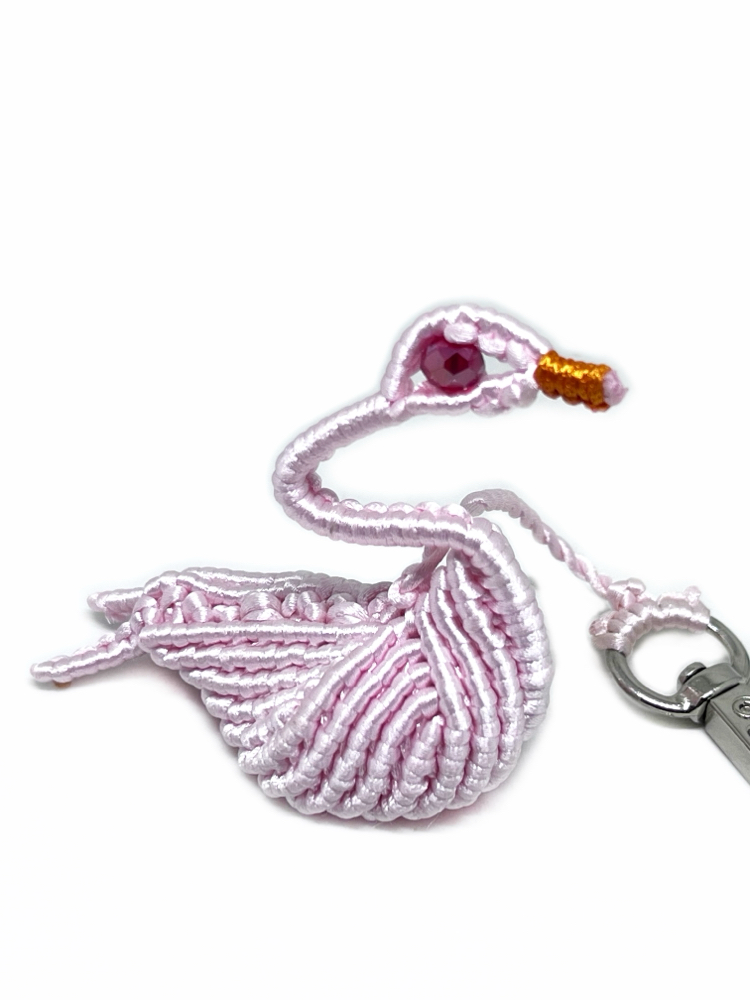 Handmade 3D Macrame Swan Charm