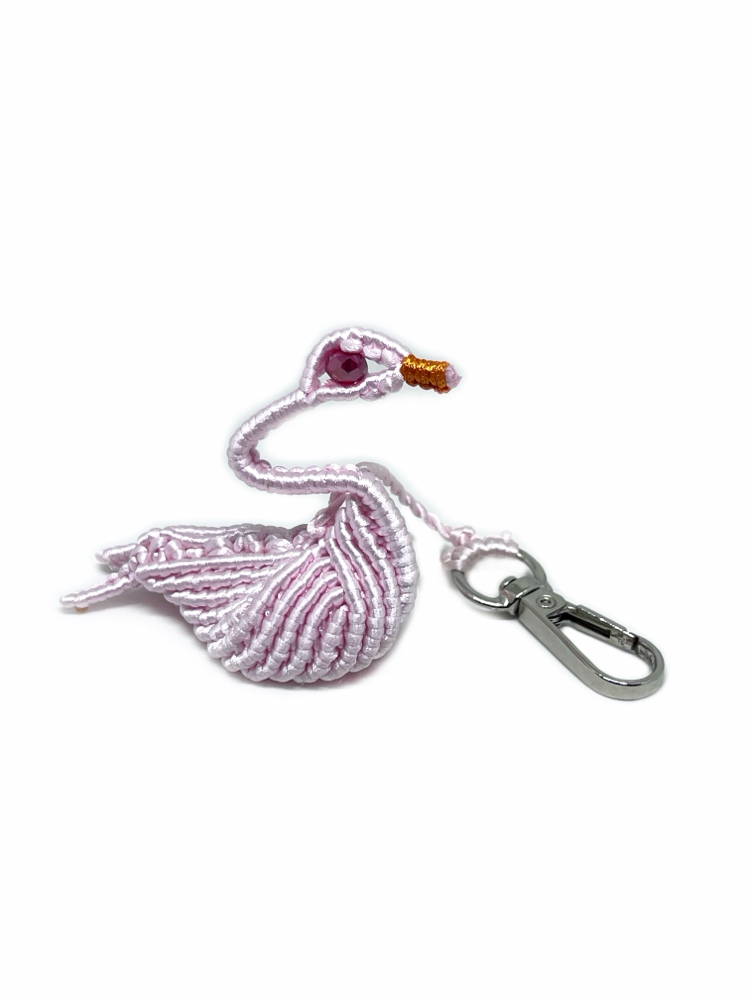 Handmade 3D Macrame Swan Charm