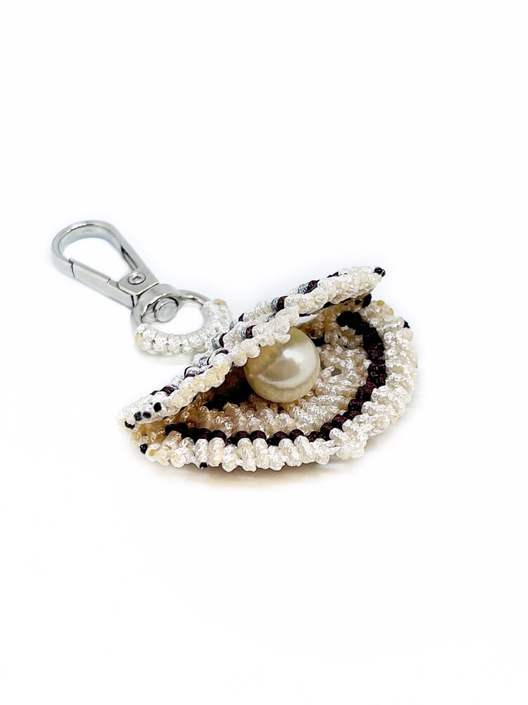 Handmade Macrame Oyster Charm