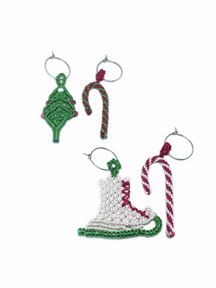 Handmade Christmas Wine Glass Charm Set