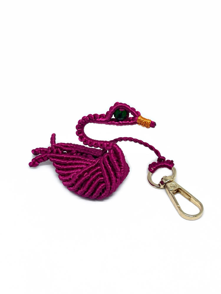 Handmade 3D Macrame Swan Charm