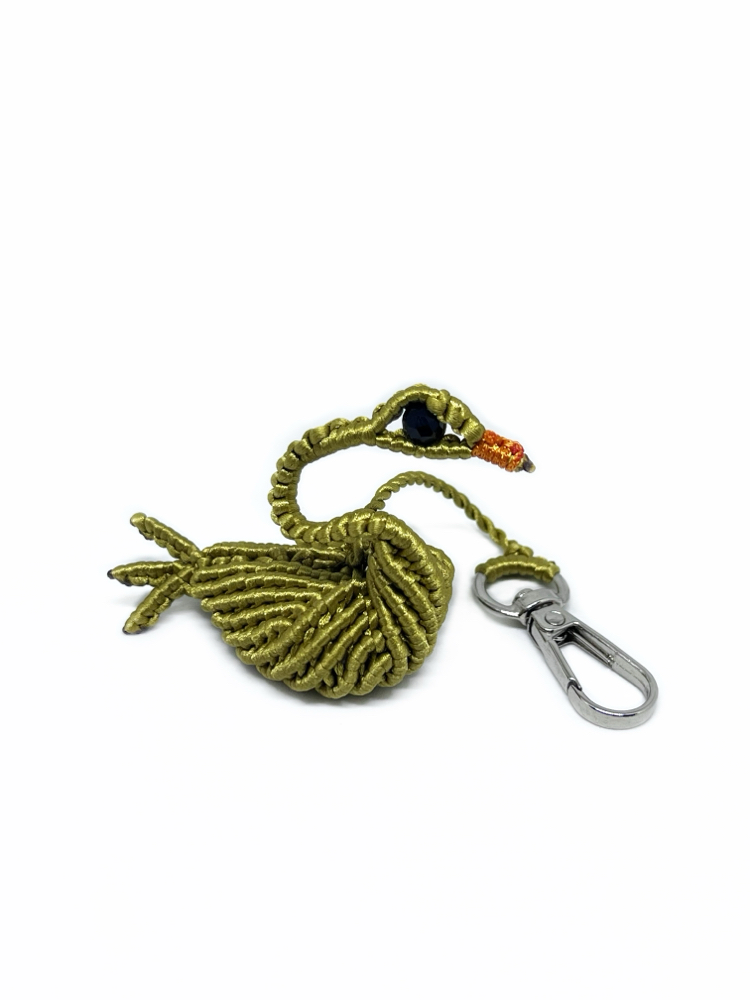 Handmade 3D Macrame Swan Charm
