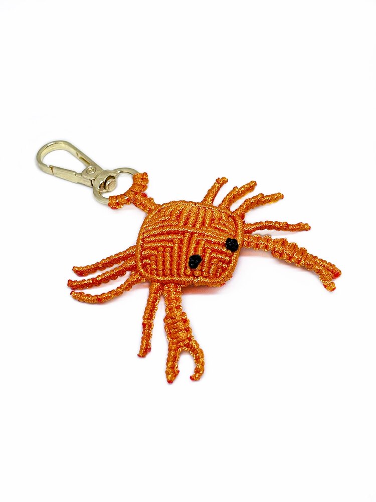 Handmade Macrame Crab Charm