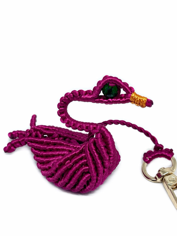 Handmade 3D Macrame Swan Charm