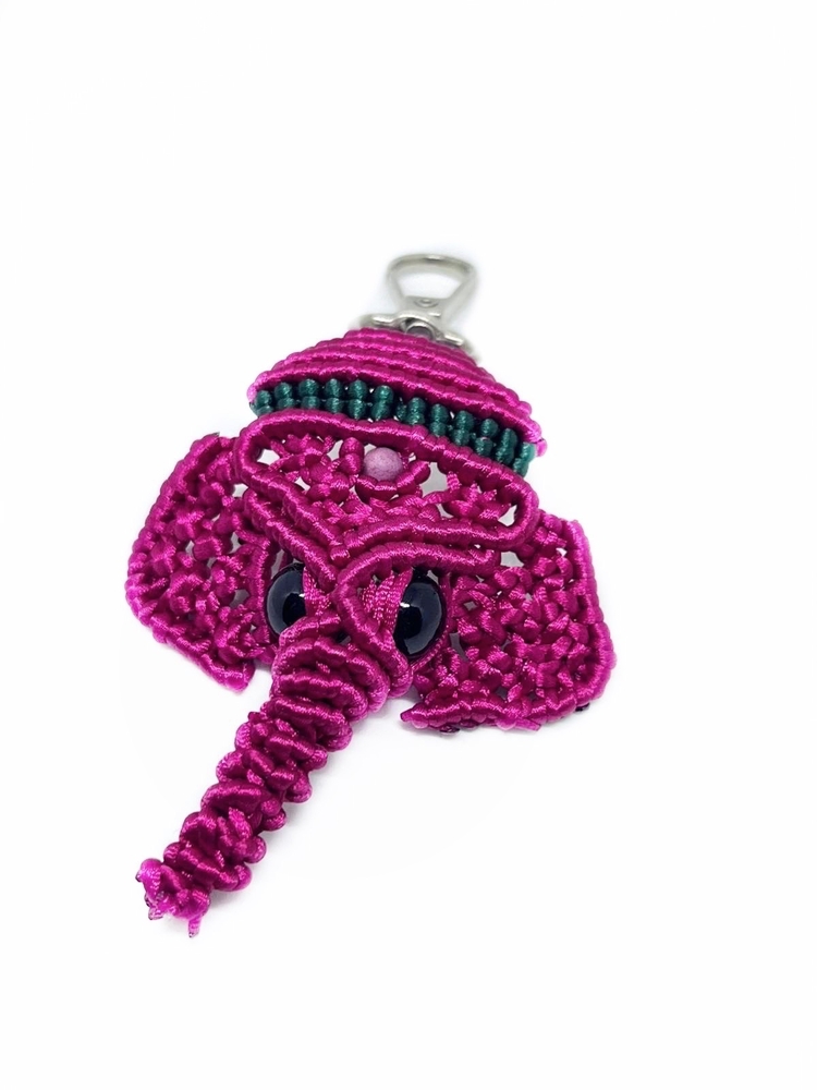 Handmade Macrame Elephant Charm