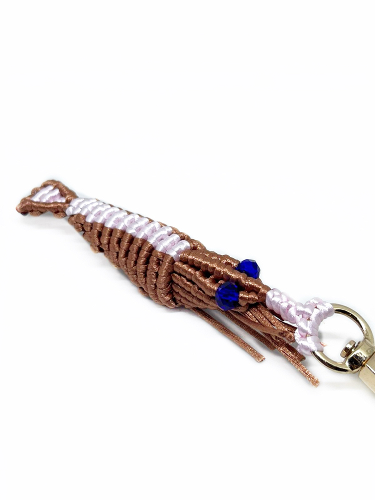 Handmade Macrame Shrimp Charm