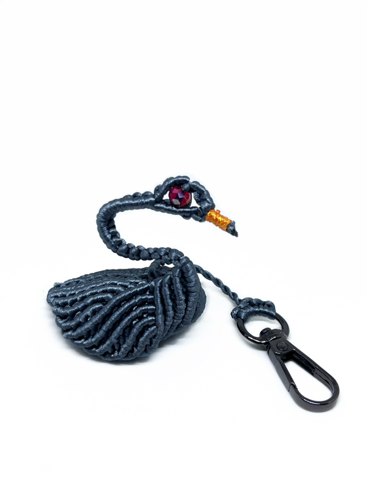 Handmade 3D Macrame Swan Charm