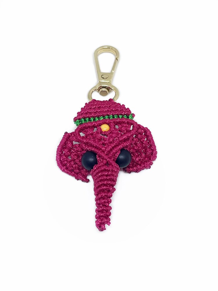 Handmade Macrame Elephant Charm