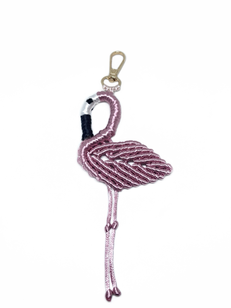 Handmade Macrame Flamingo Charm