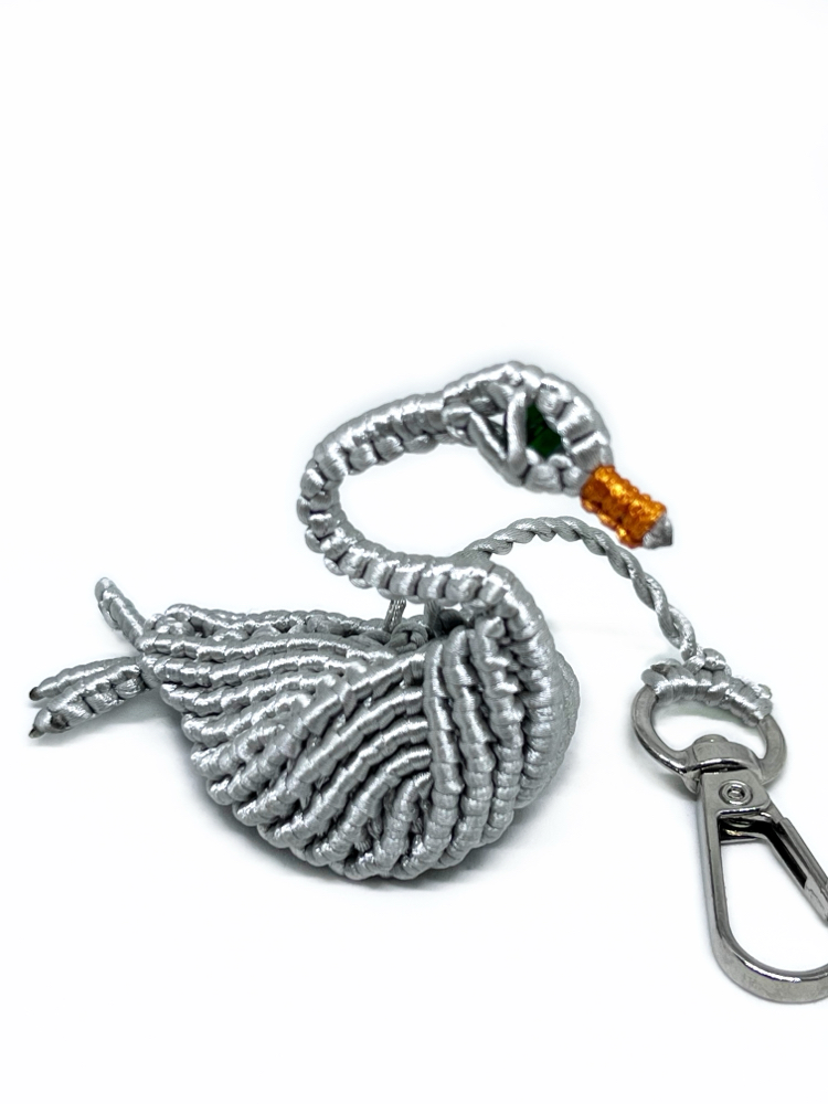 Handmade 3D Macrame Swan Charm