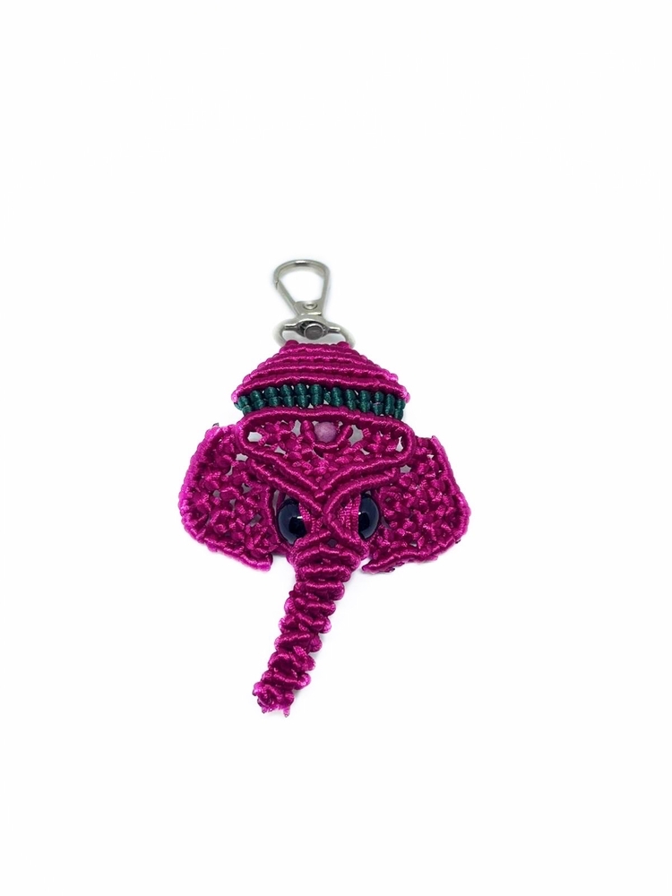 Handmade Macrame Elephant Charm