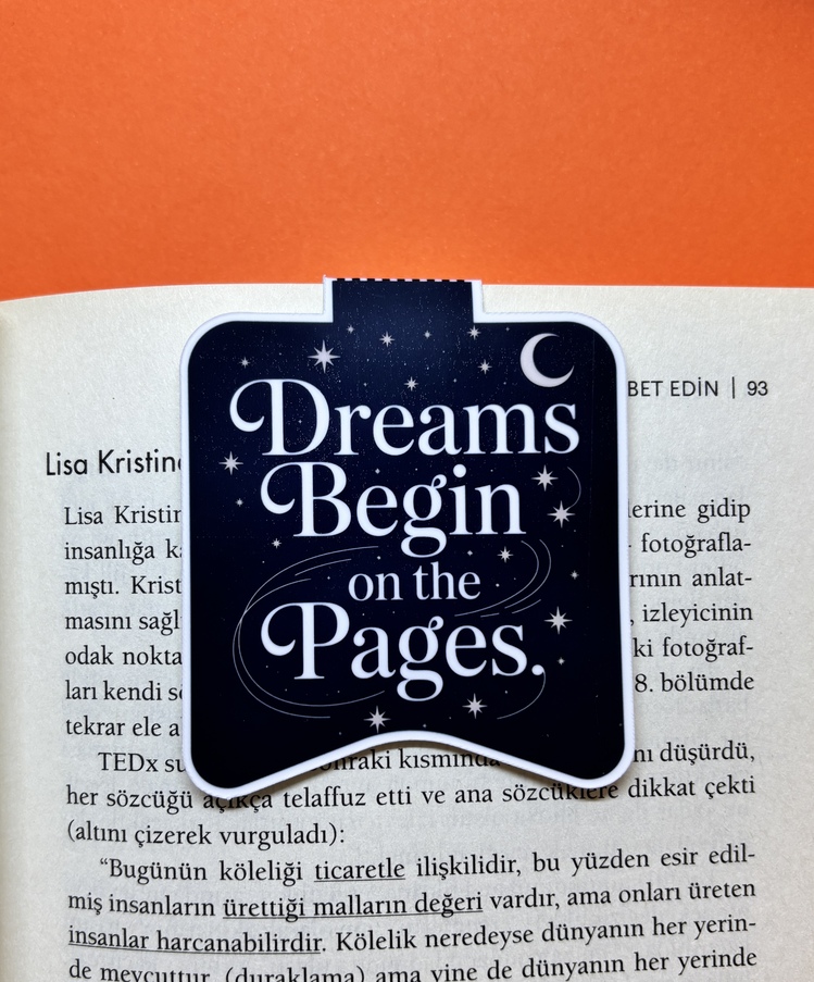 Kitap Ayracı (4 Adet) – “Dreams being on the pages” Mat Laminasyon, Dayanıklı Tasarım