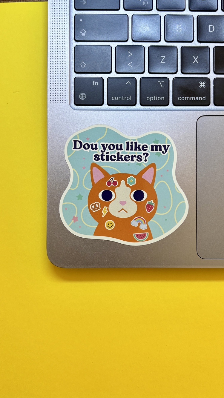 “Do You Like My Stickers?” Kedili Sticker – Dayanıklı ve Premium Kalite Malzeme -  8'li SET