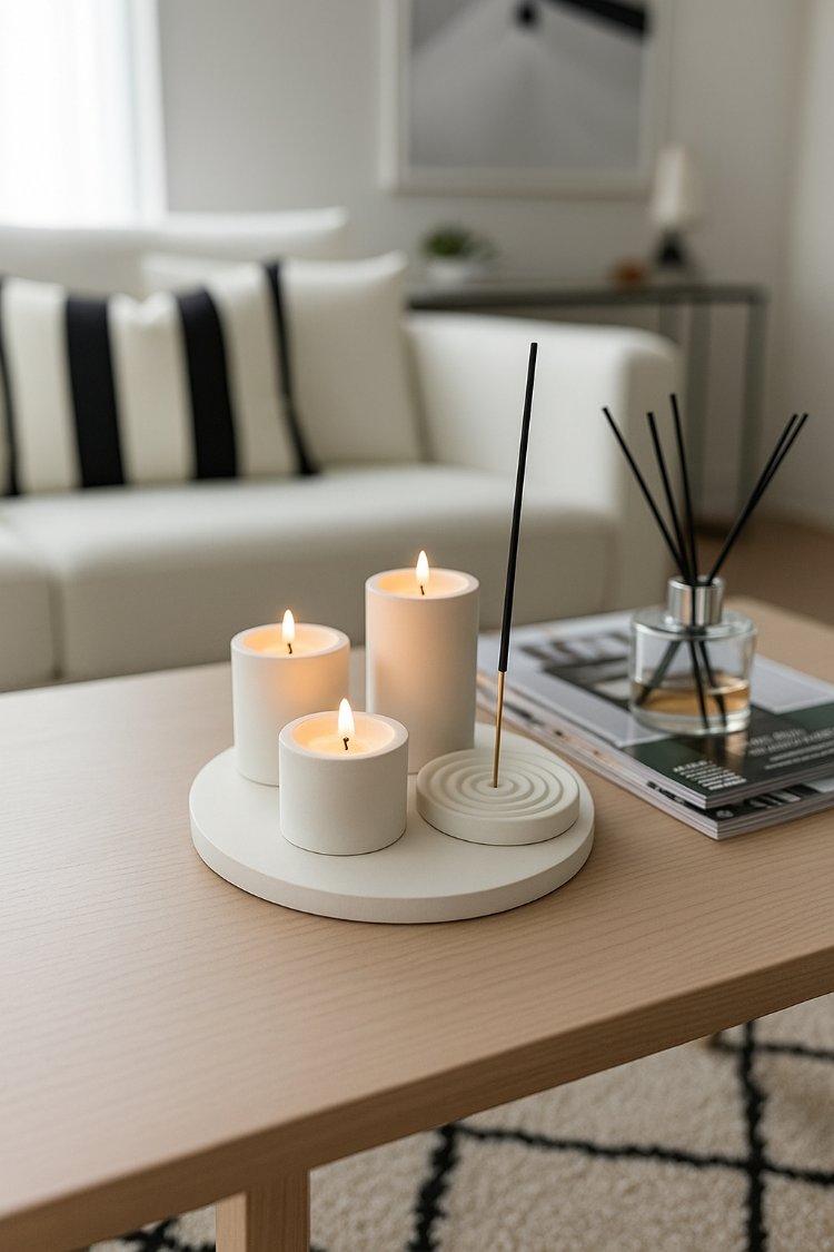 5 Parça Dekoratif Tepsi, Tealight Mumluk, Tütsü tutucu