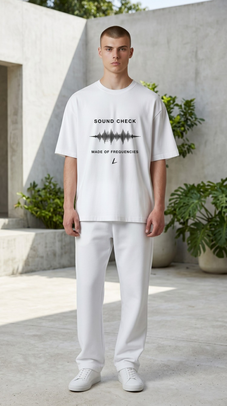 Lumora Oversize Unisex Müzik Temalı Baskılı Tişört %100 Pamuk Streetwear – Sound Check