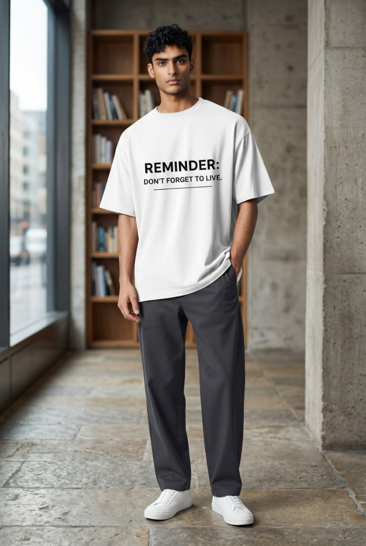 Lumora Oversize Unisex Baskılı Tişört %100 Pamuk Premium Streetwear – Reminder