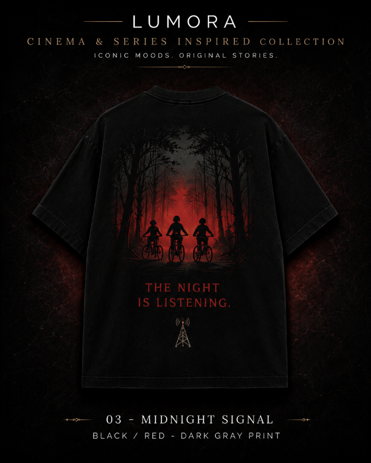 Lumora Oversize Unisex Grafik Baskılı Tişört %100 Pamuk Premium Streetwear – Midnight Signal