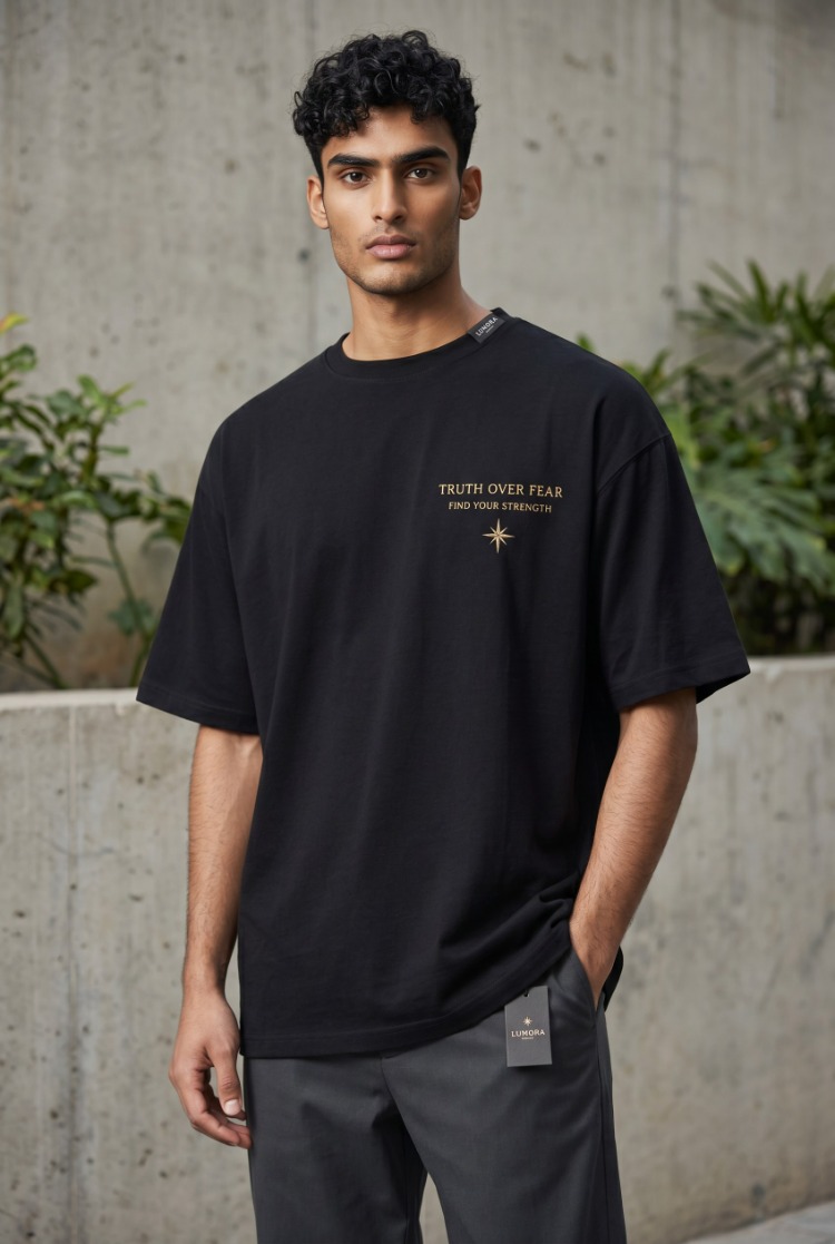 Lumora Oversize Unisex Minimal Baskılı Tişört %100 Pamuk  Streetwear – Find Your Strength