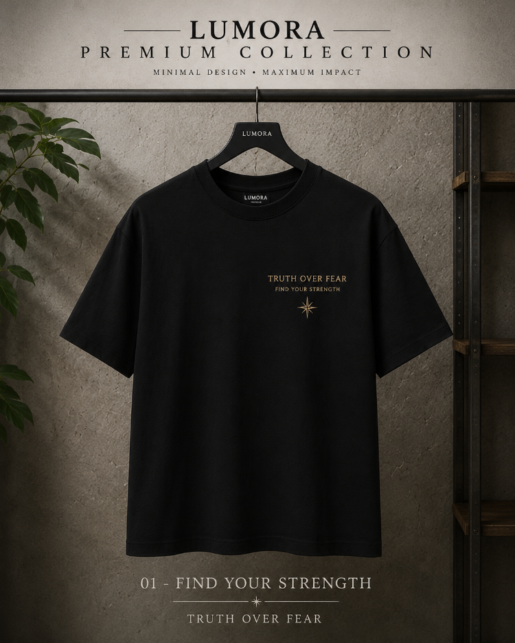 Lumora Oversize Unisex Minimal Baskılı Tişört %100 Pamuk  Streetwear – Find Your Strength