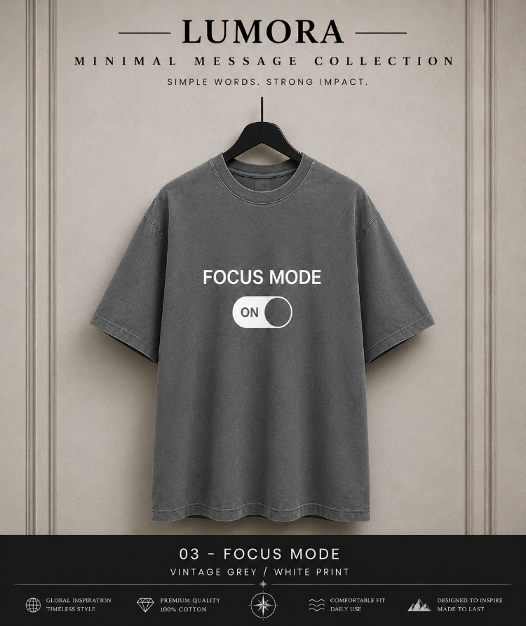 Lumora Oversize Unisex Baskılı Tişört %100 Pamuk Premium Streetwear – Focus Mode