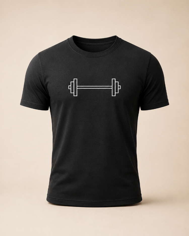 Lumora Oversize Unisex Baskılı Tişört - Barbell Minimal Gym Tasarım 