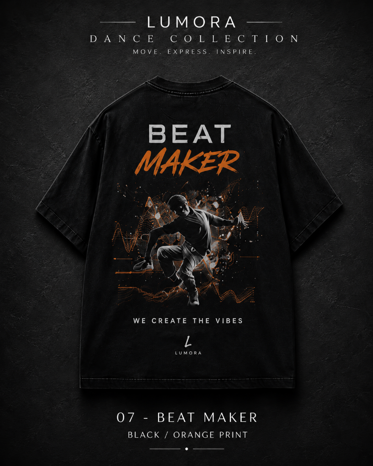 Lumora Oversize Unisex Grafik Baskılı Tişört %100 Pamuk  Streetwear – Beat Maker