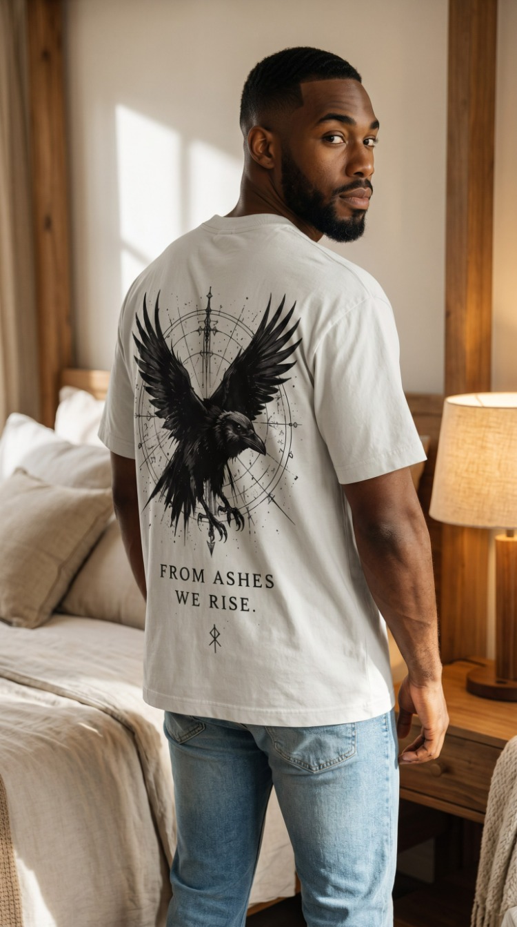 Lumora Oversize Unisex Grafik Baskılı Tişört %100 Pamuk Premium Streetwear – Crown of Ashes