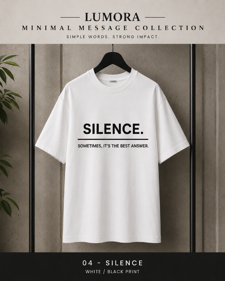 Lumora Oversize Unisex Baskılı Tişört %100 Pamuk Premium Streetwear – Silence