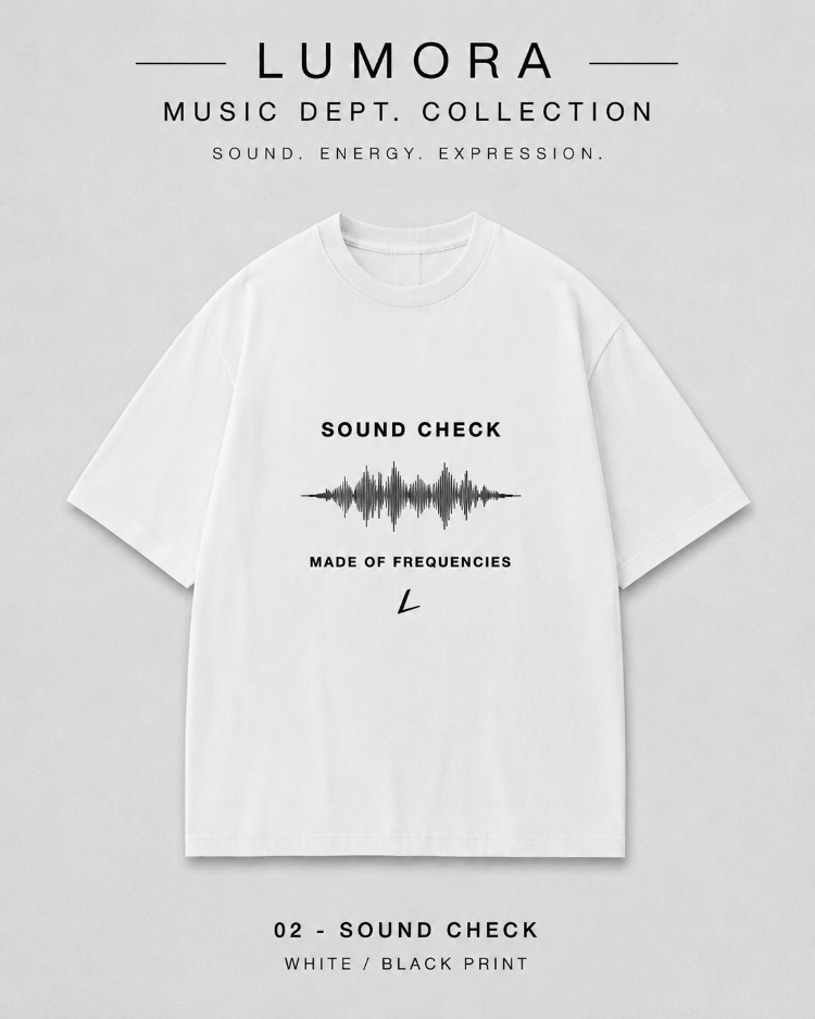 Lumora Oversize Unisex Müzik Temalı Baskılı Tişört %100 Pamuk Streetwear – Sound Check