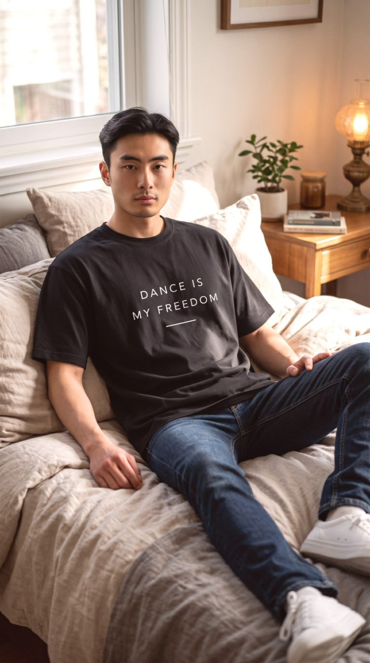 Lumora Oversize Unisex Minimal Baskılı Tişört %100 Pamuk  Streetwear – Dance Is My Freedom