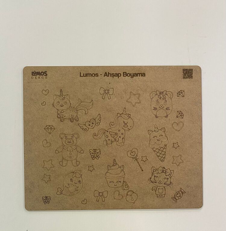 4'lü Ahşap Boyama Seti - 33x27 cm MDF - Eğitici ve Eğlenceli Çocuk Aktivite Panosu - Set 2