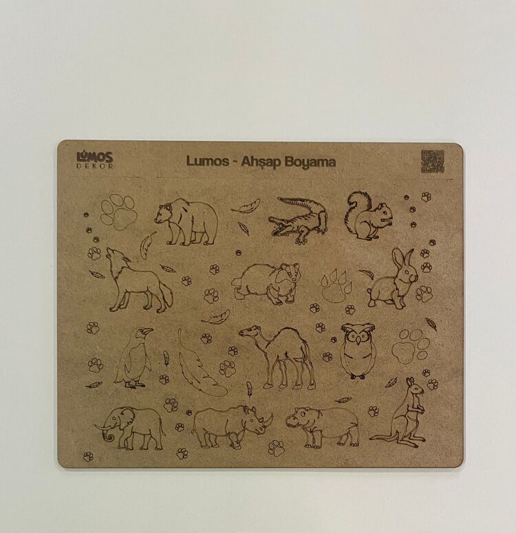 4'lü Ahşap Boyama Seti - 33x27 cm MDF - Eğitici ve Eğlenceli Çocuk Aktivite Panosu - Set 2