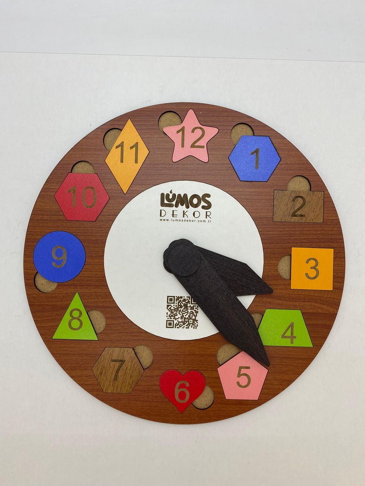 Ahşap Geometrik Şekiller Saat Puzzle 