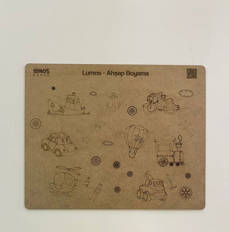 4'lü Ahşap Boyama Seti - 33x27 cm MDF - Eğitici ve Eğlenceli Çocuk Aktivite Panosu - Set 1