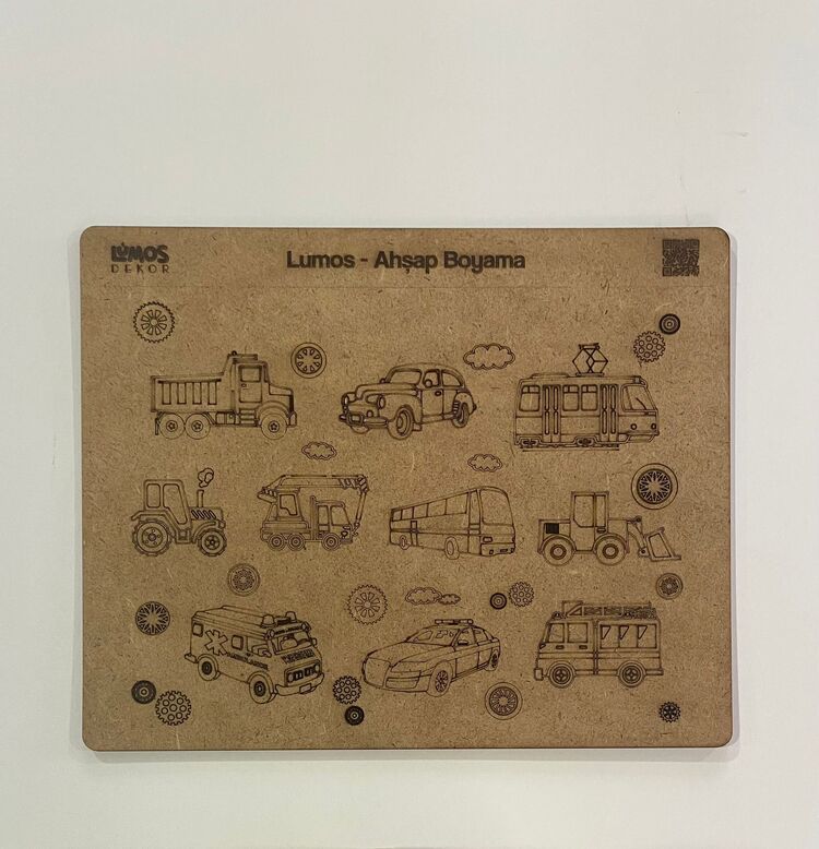 4'lü Ahşap Boyama Seti - 33x27 cm MDF - Eğitici ve Eğlenceli Çocuk Aktivite Panosu - Set 3