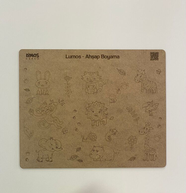 4'lü Ahşap Boyama Seti - 33x27 cm MDF - Eğitici ve Eğlenceli Çocuk Aktivite Panosu - Set 2