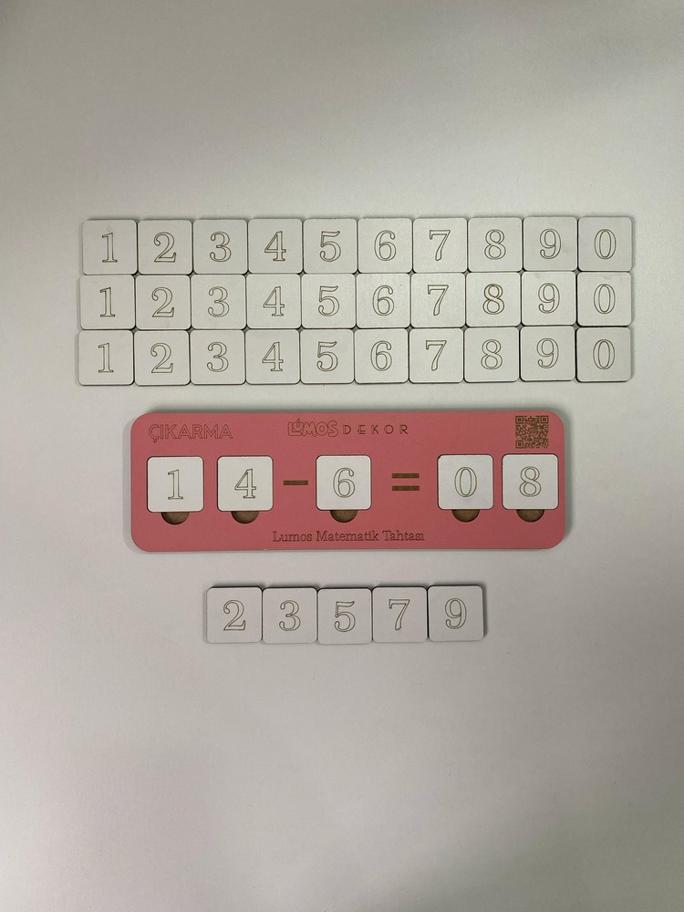Ahşap Çıkarma İşlemi - Çıkarmayı Öğreniyorum Puzzle Renk Pembe