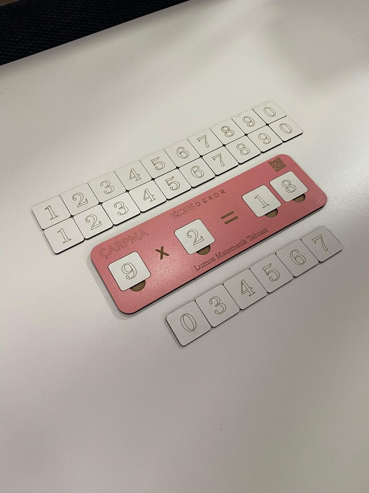 Ahşap Çarpma İşlemi Çarpmayı Öğreniyorum Puzzle Renk Pembe