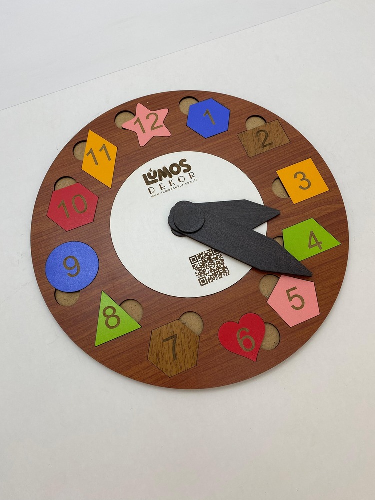 Ahşap Geometrik Şekiller Saat Puzzle 