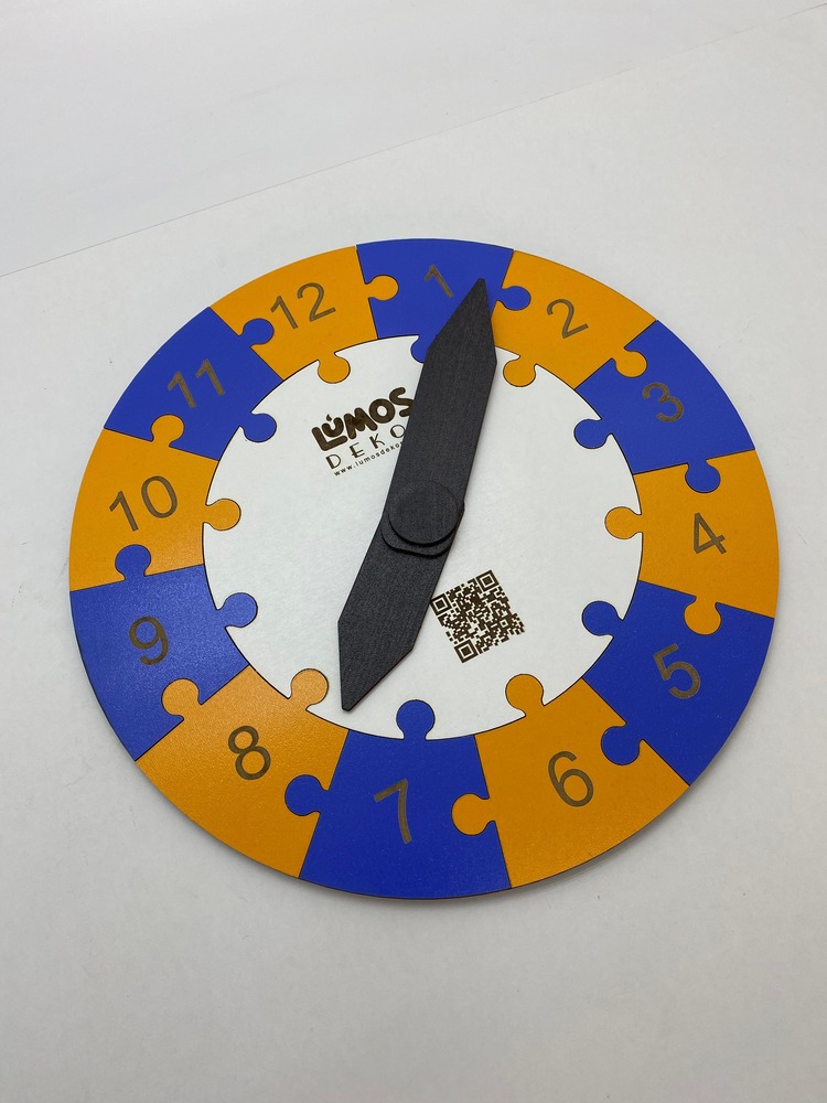 Renkli Daire Saat Puzzle (Turuncu-Mavi)