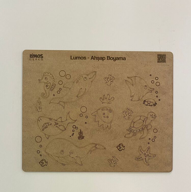 4'lü Ahşap Boyama Seti - 33x27 cm MDF - Eğitici ve Eğlenceli Çocuk Aktivite Panosu - Set 1