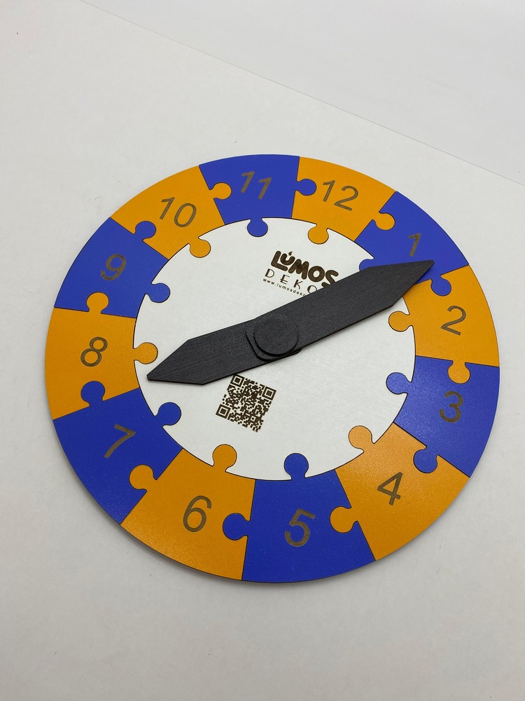 Renkli Daire Saat Puzzle (Turuncu-Mavi)