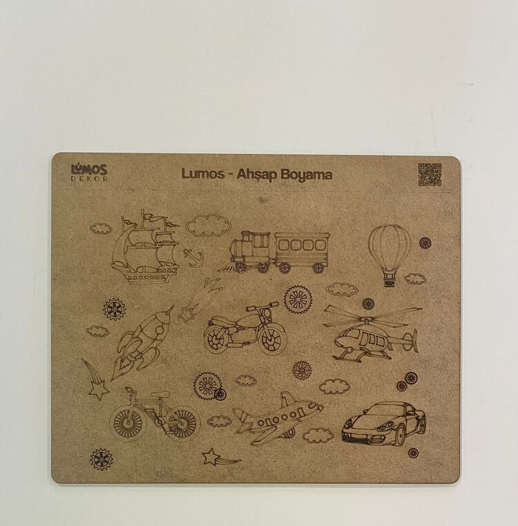 4'lü Ahşap Boyama Seti - 33x27 cm MDF - Eğitici ve Eğlenceli Çocuk Aktivite Panosu - Set 2