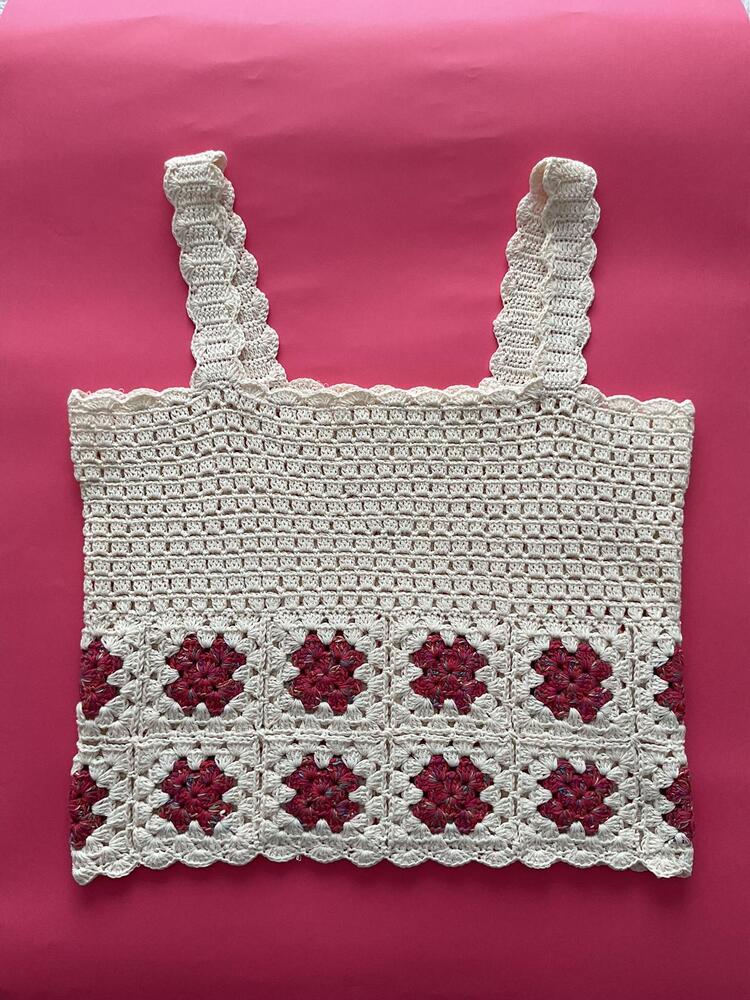 El Yapımı Tığ İşlemeli Bohem Bluz | Çiçek Motifli Yazlık Crop Top 