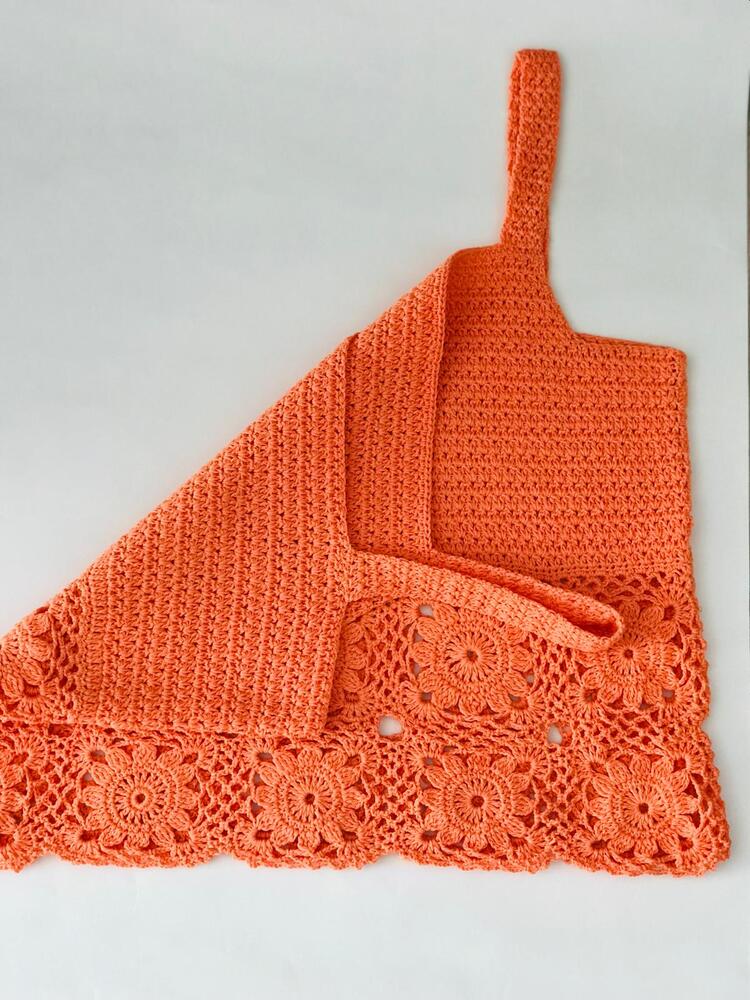Çiçek Motifli El İşi Crop Top 