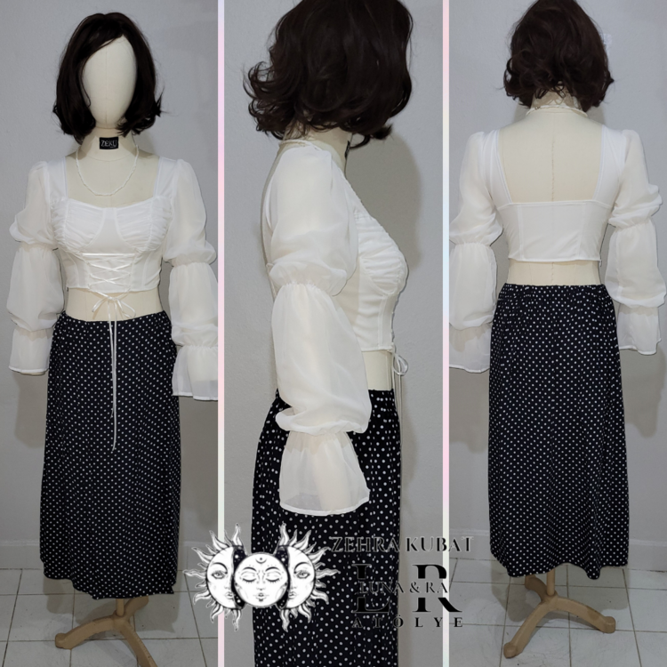 Korse Detaylı Şifon Bluz