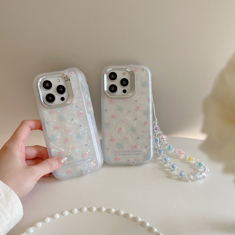 Standlı Kilif Hologram Çiçek Desenli İphone 12/13/14/15-Promax Uyumlu