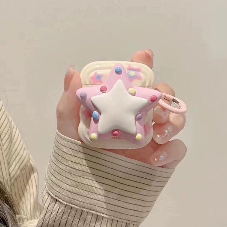 Üç Boyutlu Degrade Pembe Yıldız Desenli AirPods 3 Kulaklık Koruma kılıfı