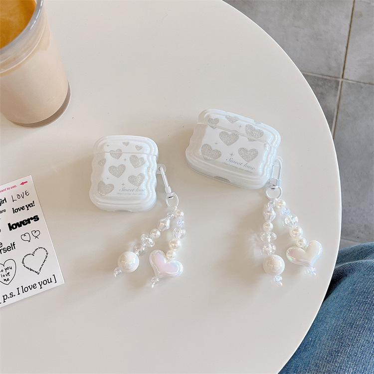 Airpods 1/2 & pro yüksek kaliteli parıltılı aşk kalp