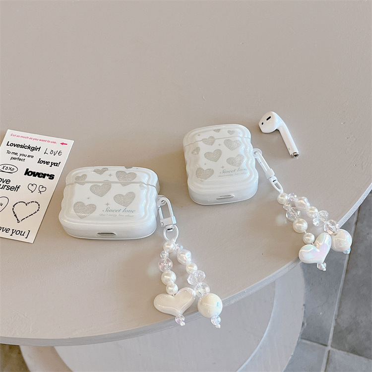 Airpods 1/2 & pro yüksek kaliteli parıltılı aşk kalp